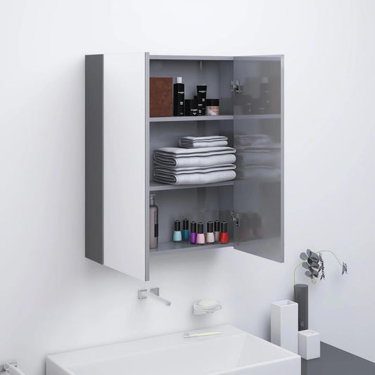 Koupelnová Skříňka Se Zrcadlem 60 X 15 X 75 Cm Mdf Zářivě Šedá
