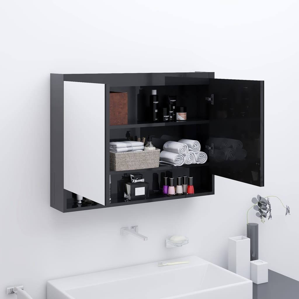 Koupelnová Skříňka Se Zrcadlem 80 X 15 X 60 Cm Mdf Šedá