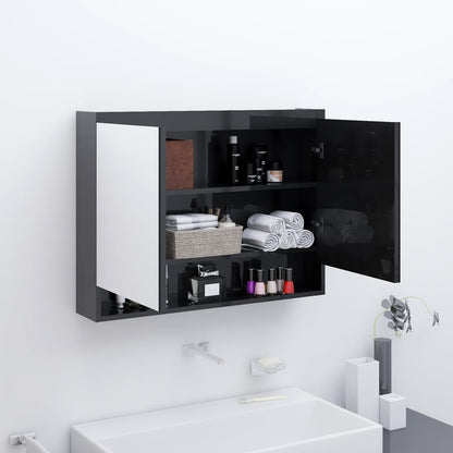 Koupelnová Skříňka Se Zrcadlem 80 X 15 X 60 Cm Mdf Šedá