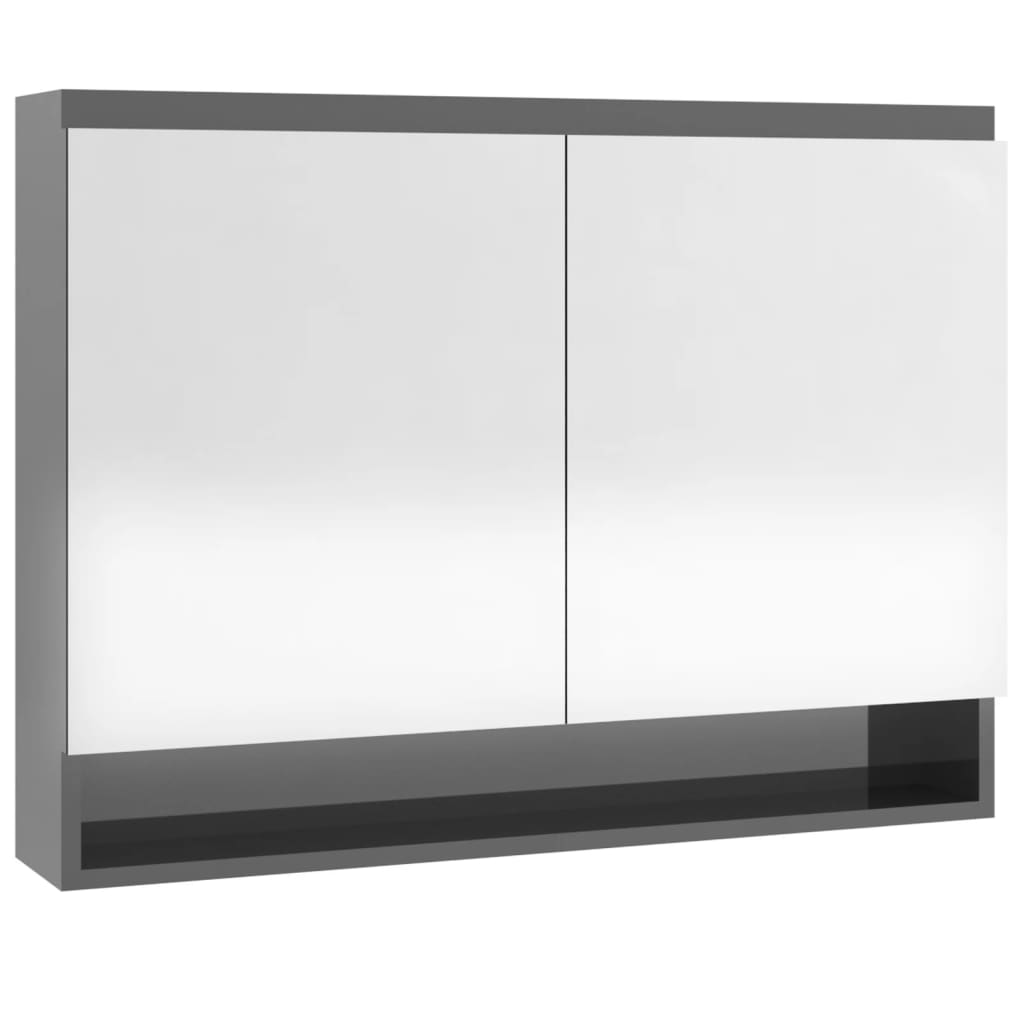 Koupelnová Skříňka Se Zrcadlem 80 X 15 X 60 Cm Mdf Zářivě Šedá