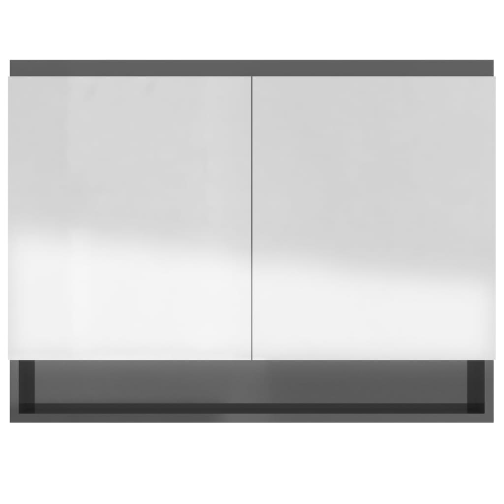 Koupelnová Skříňka Se Zrcadlem 80 X 15 X 60 Cm Mdf Zářivě Šedá