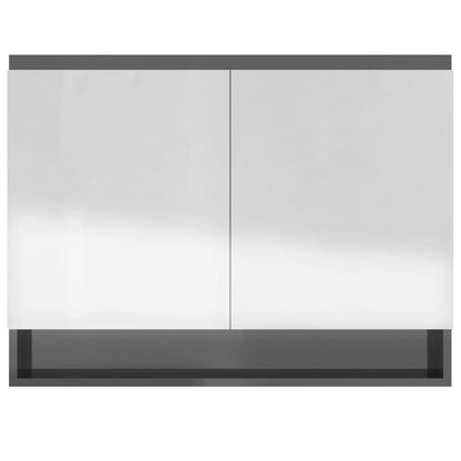 Koupelnová Skříňka Se Zrcadlem 80 X 15 X 60 Cm Mdf Zářivě Šedá