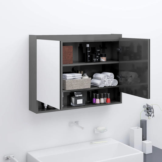 Koupelnová Skříňka Se Zrcadlem 80 X 15 X 60 Cm Mdf Zářivě Šedá