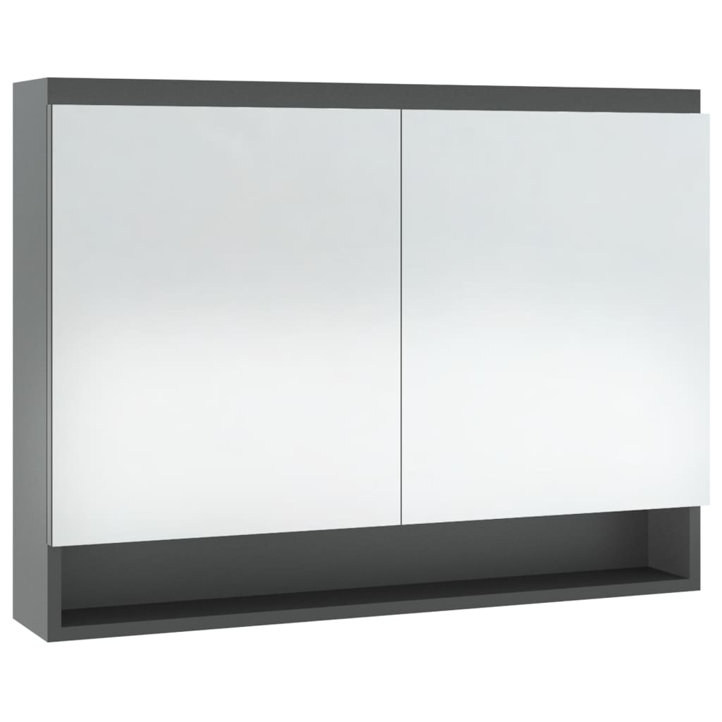 Koupelnová Skříňka Se Zrcadlem 80 X 15 X 60 Cm Mdf Šedá