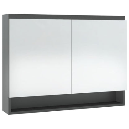 Koupelnová Skříňka Se Zrcadlem 80 X 15 X 60 Cm Mdf Šedá
