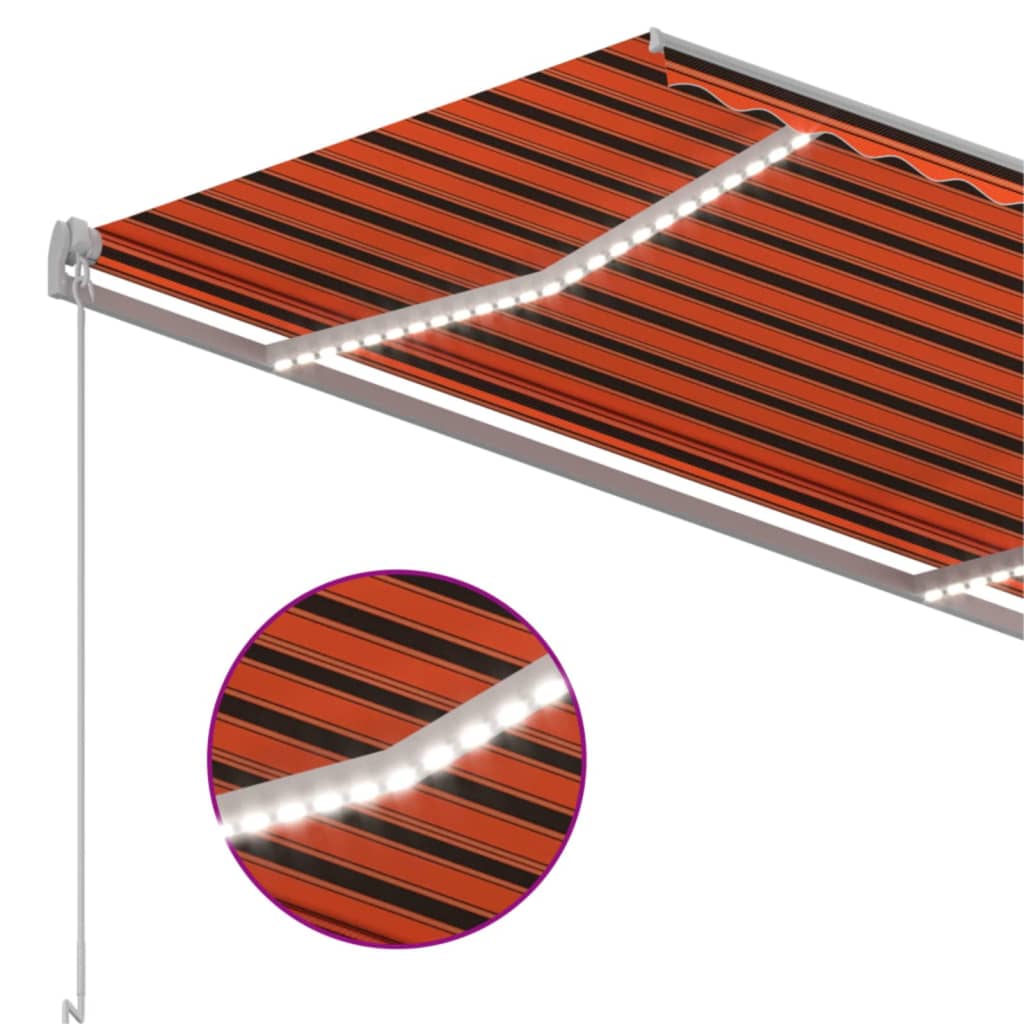 Ručně Zatahovací Markýza S Led Světlem 350X250 Cm Oranžovohnědá