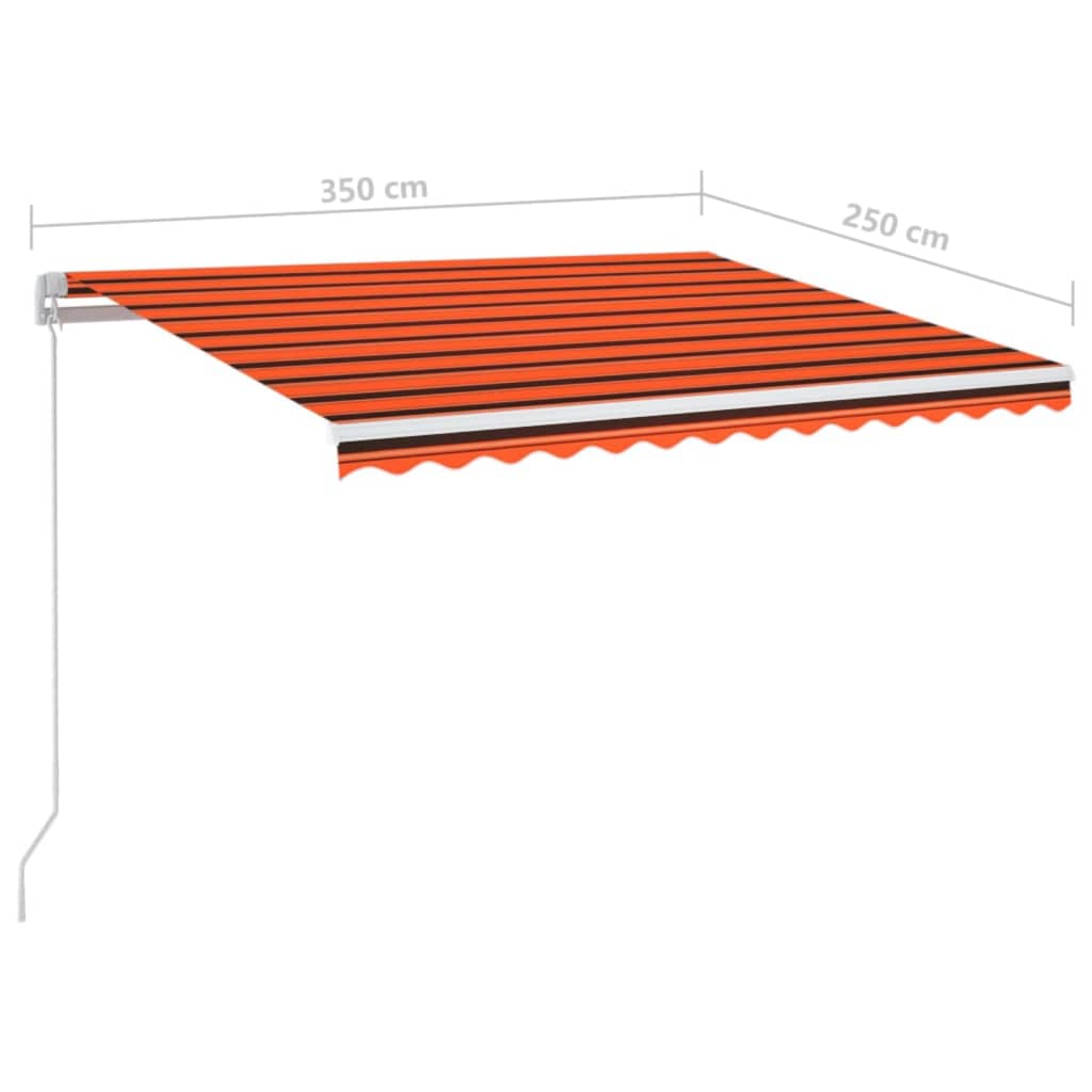 Ručně Zatahovací Markýza S Led Světlem 350X250 Cm Oranžovohnědá
