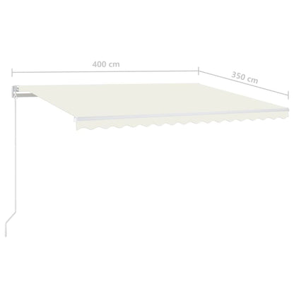 Ručně Zatahovací Markýza S Led Světlem 400 X 350 Cm Krémová