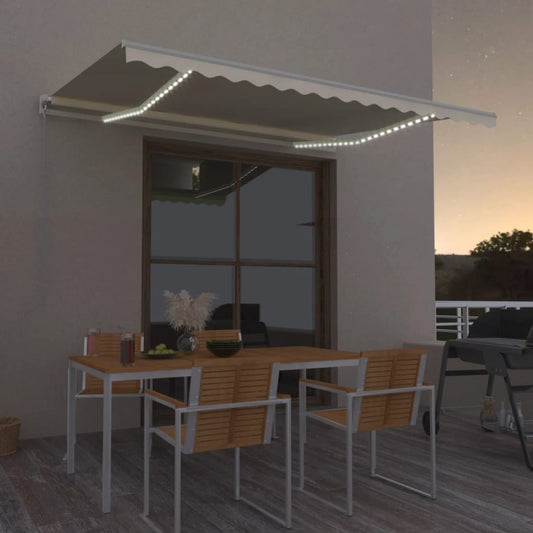 Ručně Zatahovací Markýza S Led Světlem 400 X 350 Cm Krémová