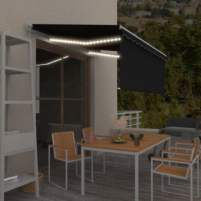 Ručně Zatahovací Markýza S Roletou A Led 4,5 X 3 M Modrobílá