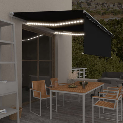 Ručně Zatahovací Markýza S Roletou A Led 4,5 X 3 M Modrobílá