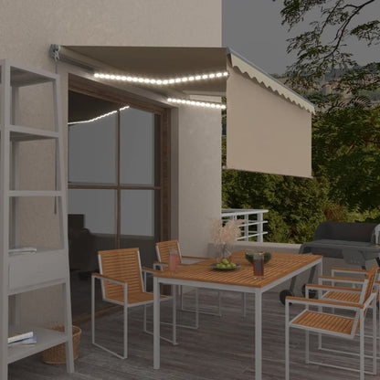 Ručně Zatahovací Markýza S Roletou A Led 4,5 X 3 M Modrobílá