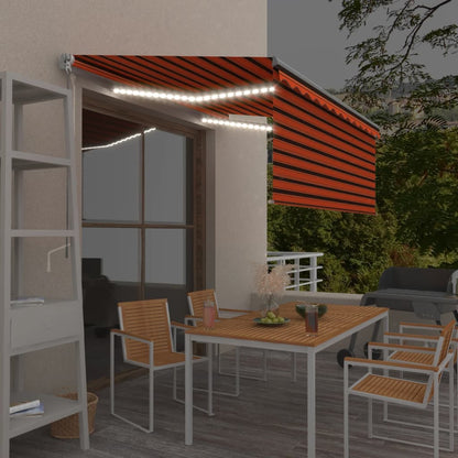 Ručně Zatahovací Markýza S Roletou A Led 4,5 X 3 M Modrobílá