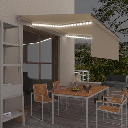 Ručně Zatahovací Markýza S Roletou A Led 4,5 X 3 M Modrobílá