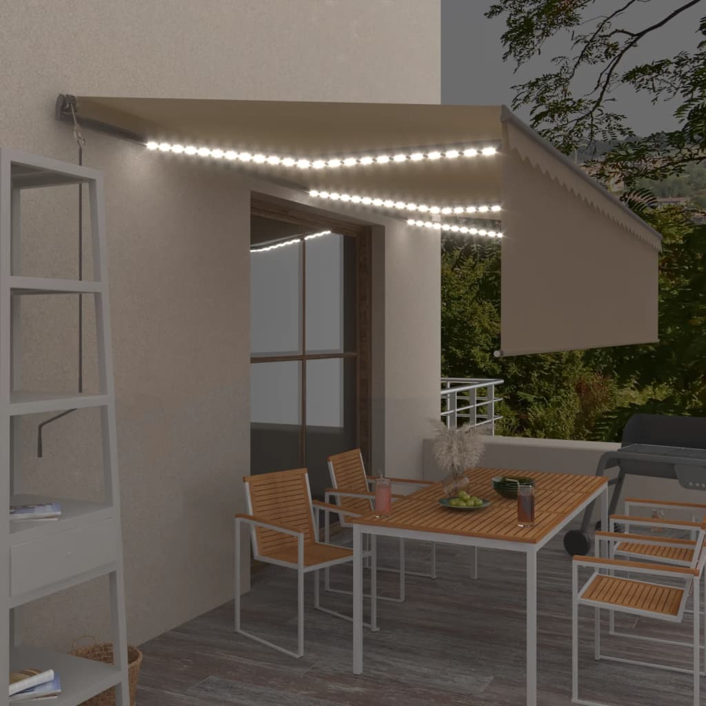Automatická Markýza Roleta Led A Senzor Větru 4,5X3 M Modrobílá