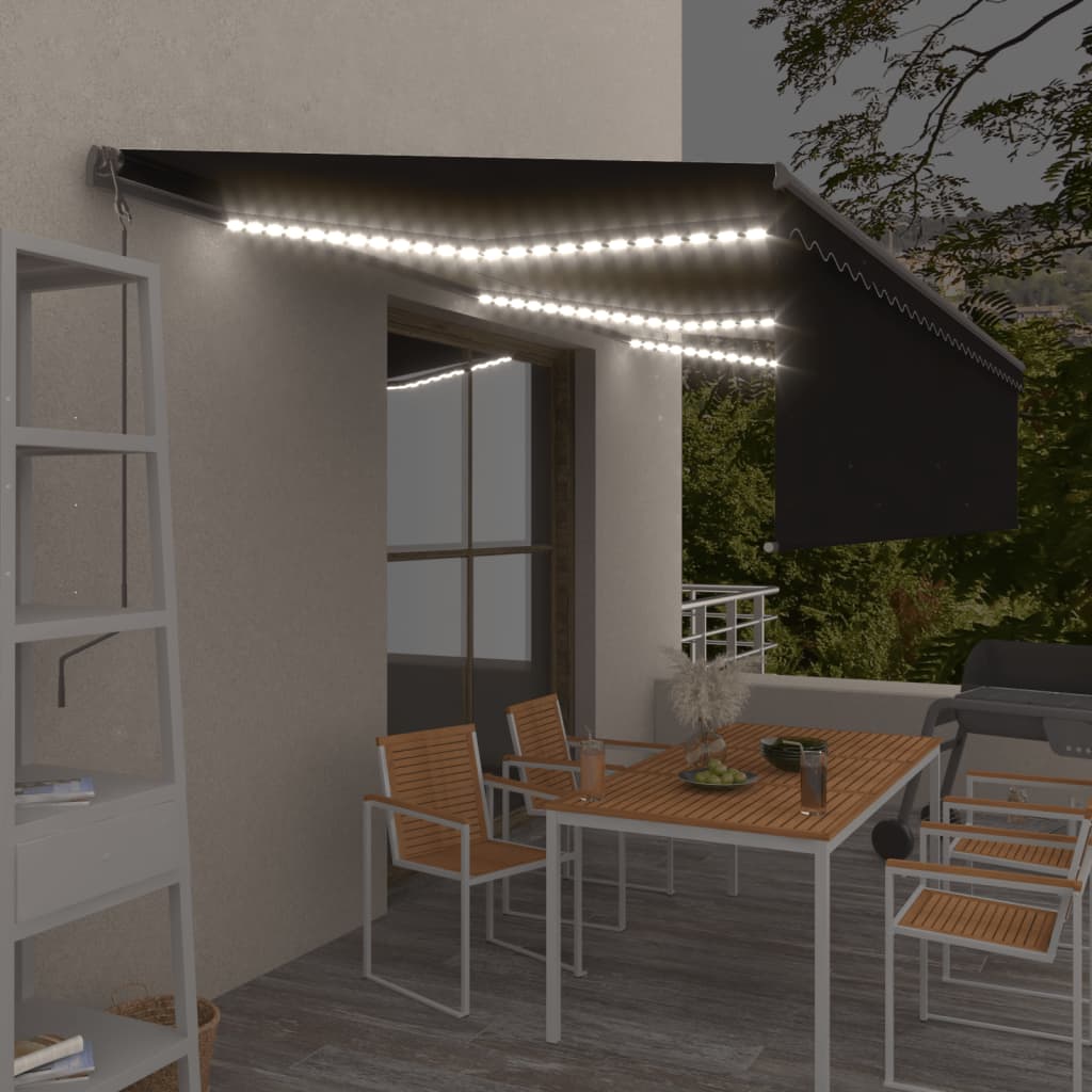 Automatická Markýza Roleta Led A Senzor Větru 4,5X3 M Modrobílá
