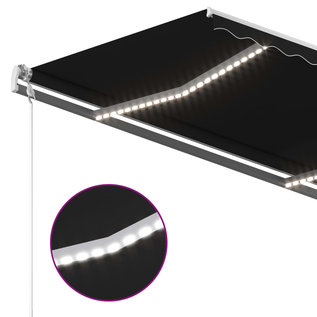 Ručně Zatahovací Markýza S Led Světlem 3 X 2,5 M
