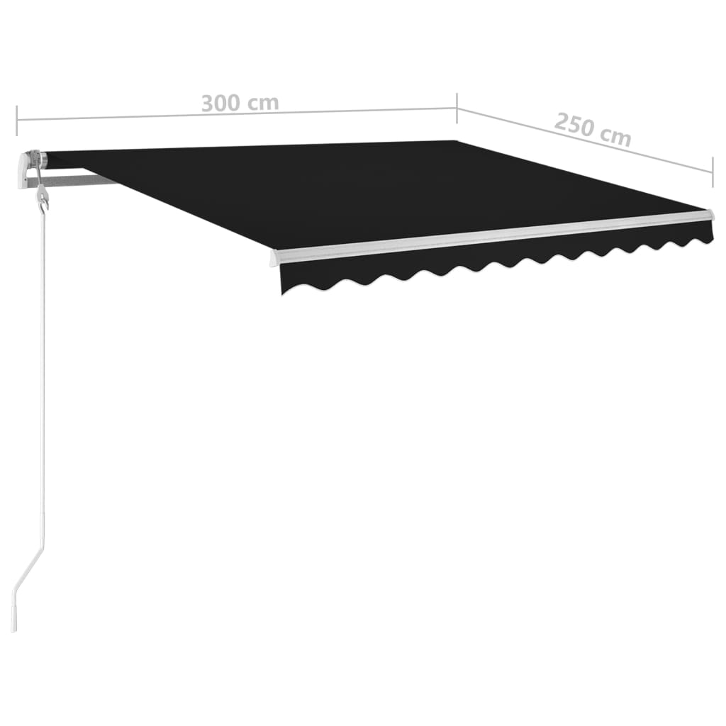 Ručně Zatahovací Markýza S Led Světlem 3 X 2,5 M