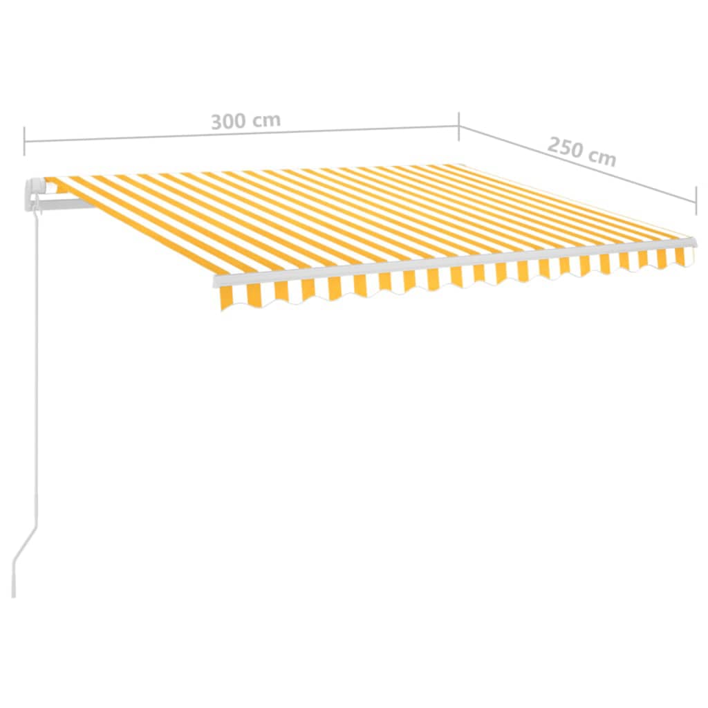Automatická Markýza Led A Senzor Větru 3 X 2,5 M Žlutobílá