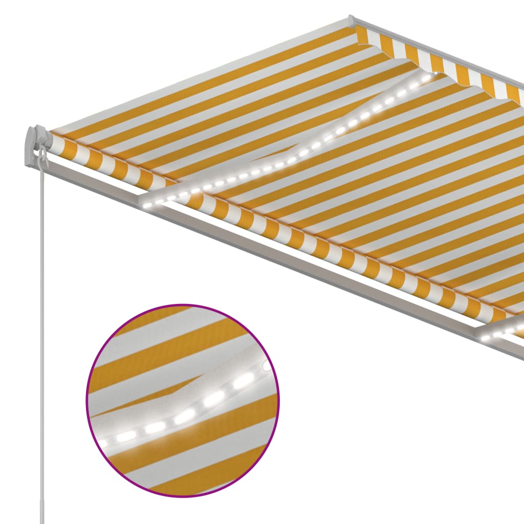 Automatická Markýza Led A Senzor Větru 3 X 2,5 M Žlutobílá