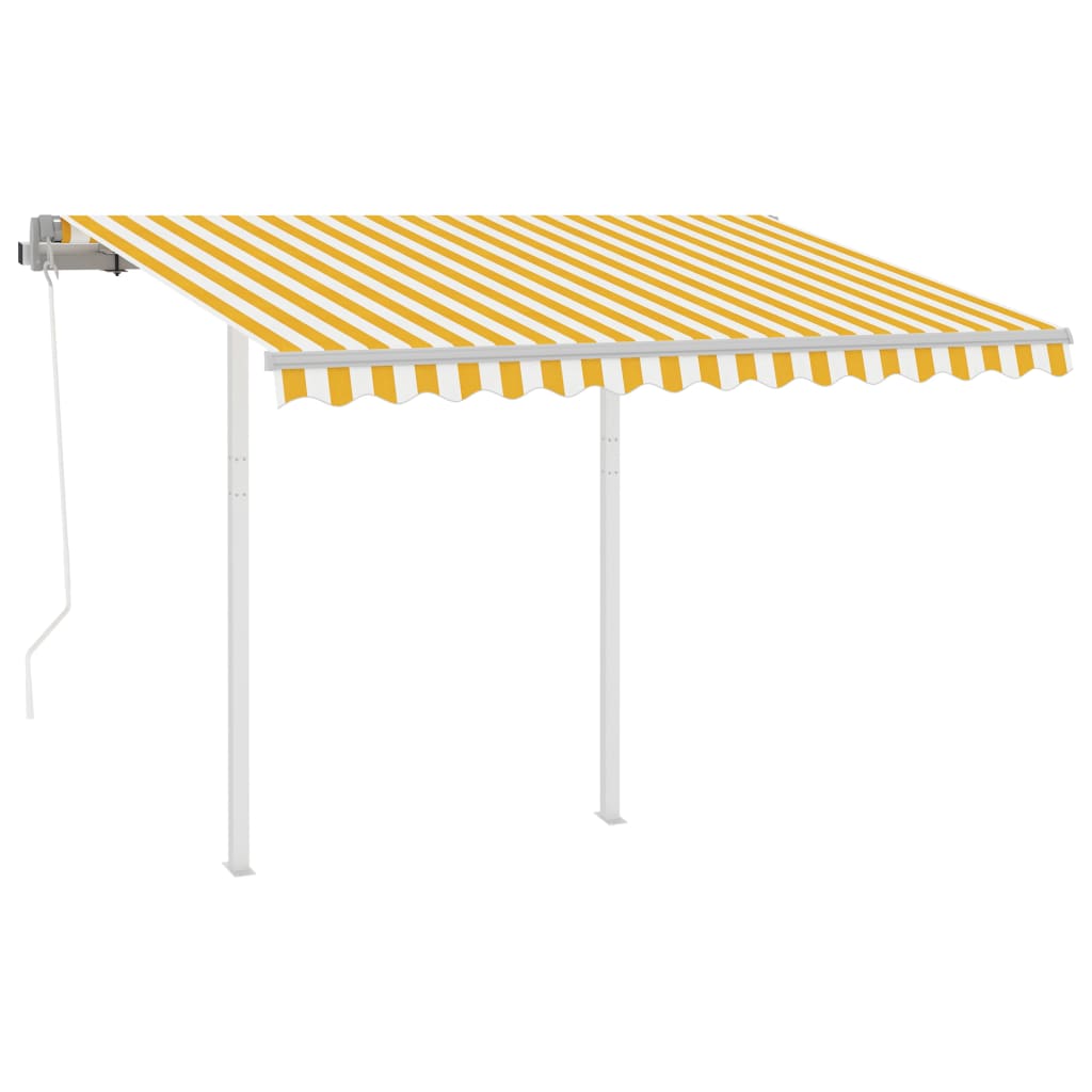Automatická Zatahovací Markýza Se Sloupky 3,5 X 2,5 M Žlutobílá