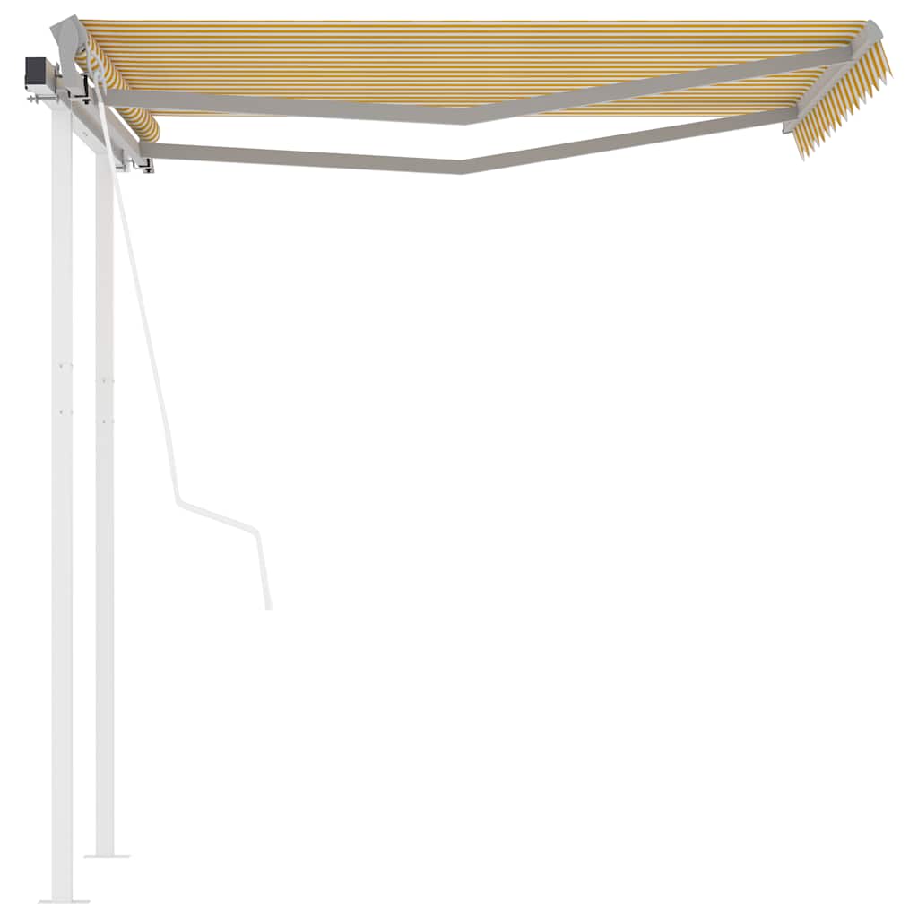 Automatická Zatahovací Markýza Se Sloupky 3,5 X 2,5 M Žlutobílá