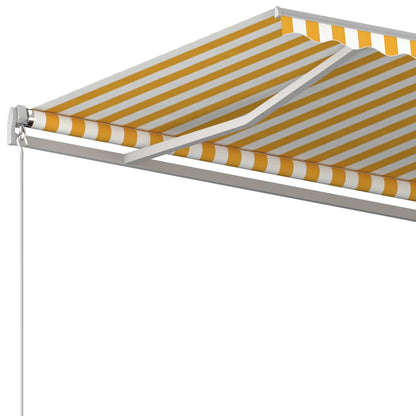 Automatická Zatahovací Markýza Se Sloupky 3,5 X 2,5 M Žlutobílá