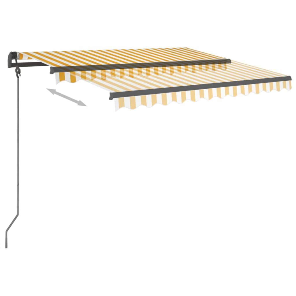 Automatická Zatahovací Markýza Se Sloupky 3 X 2,5 M Žlutobílá