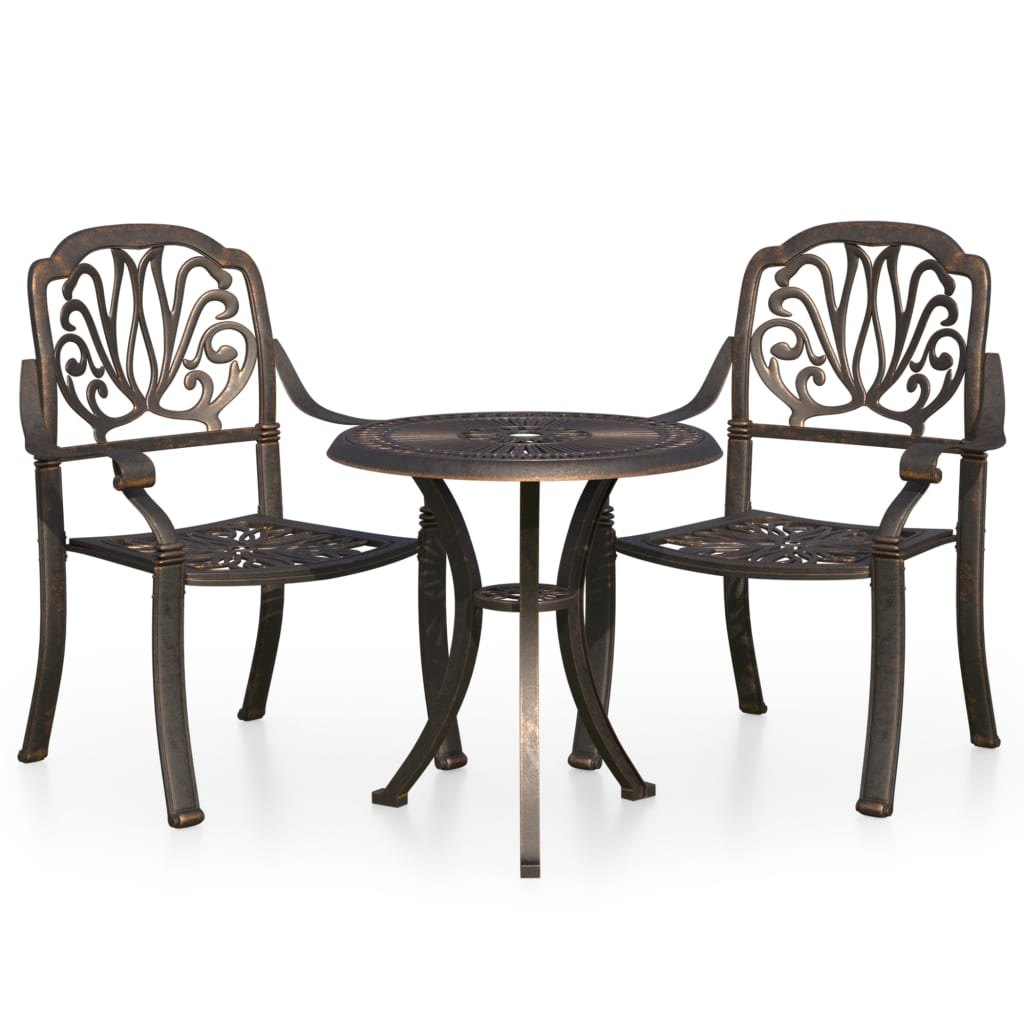 3Dílný Bistro Set Litý Hliník Bronzový
