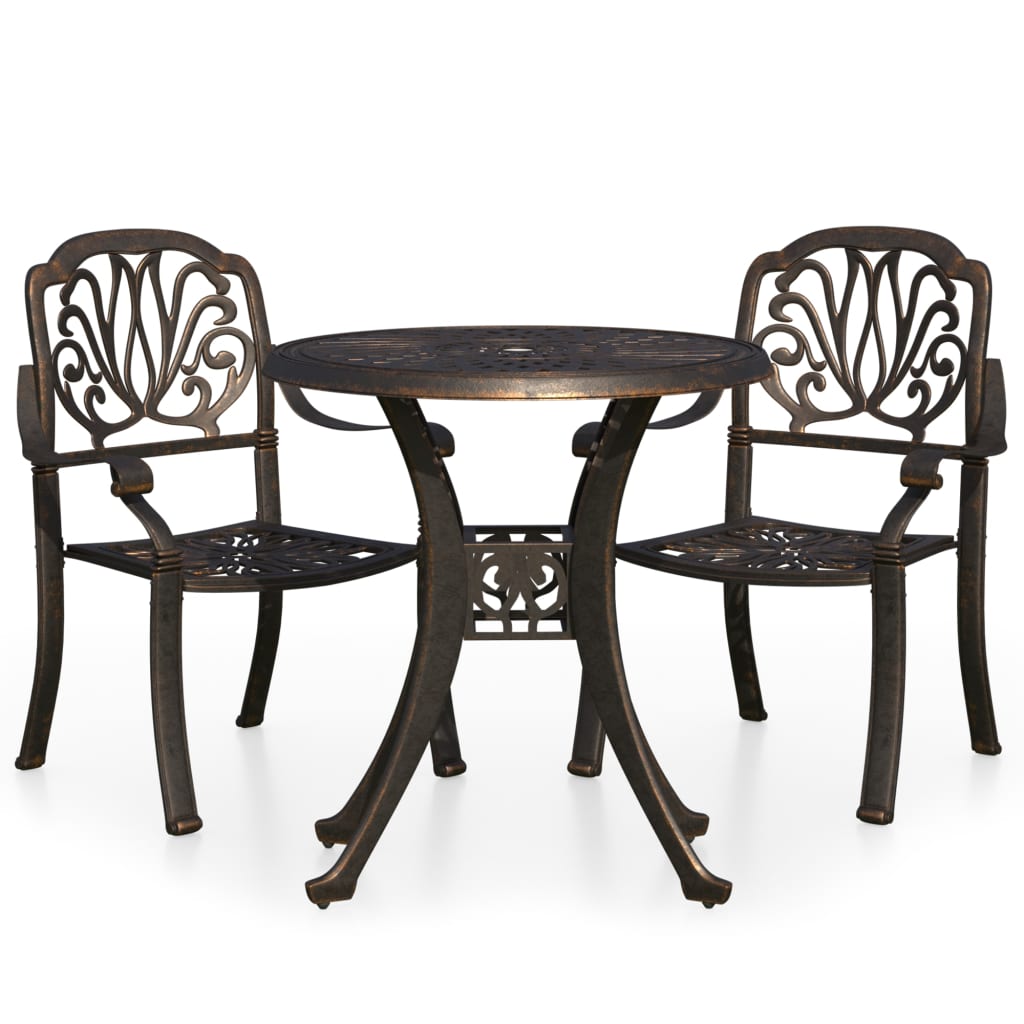 3Dílný Bistro Set Litý Hliník Bronzový