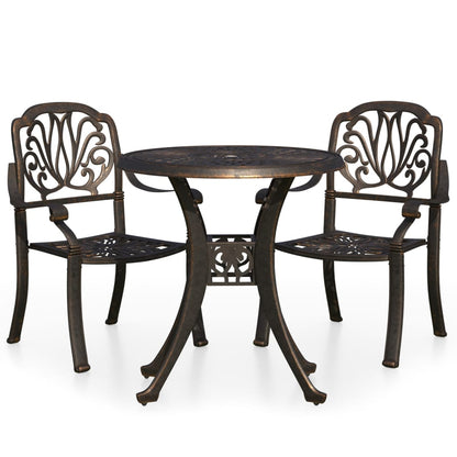 3Dílný Bistro Set Litý Hliník Bronzový