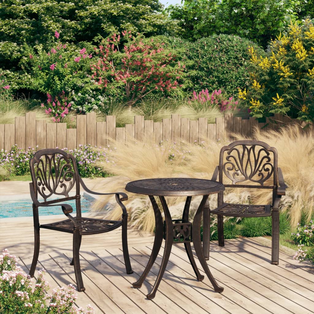 3Dílný Bistro Set Litý Hliník Bronzový