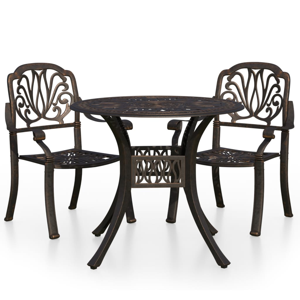 3Dílný Bistro Set Litý Hliník Bronzový