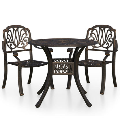 3Dílný Bistro Set Litý Hliník Bronzový