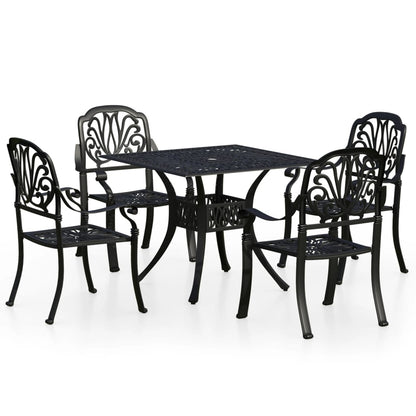 5Dílný Bistro Set Litý Hliník Černý