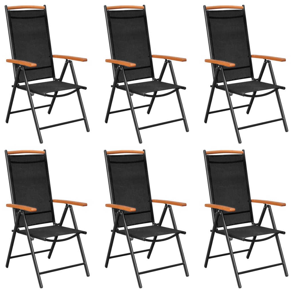 7Dílný Zahradní Jídelní Set Hliník Černý