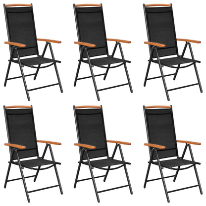 7Dílný Zahradní Jídelní Set Hliník Černý