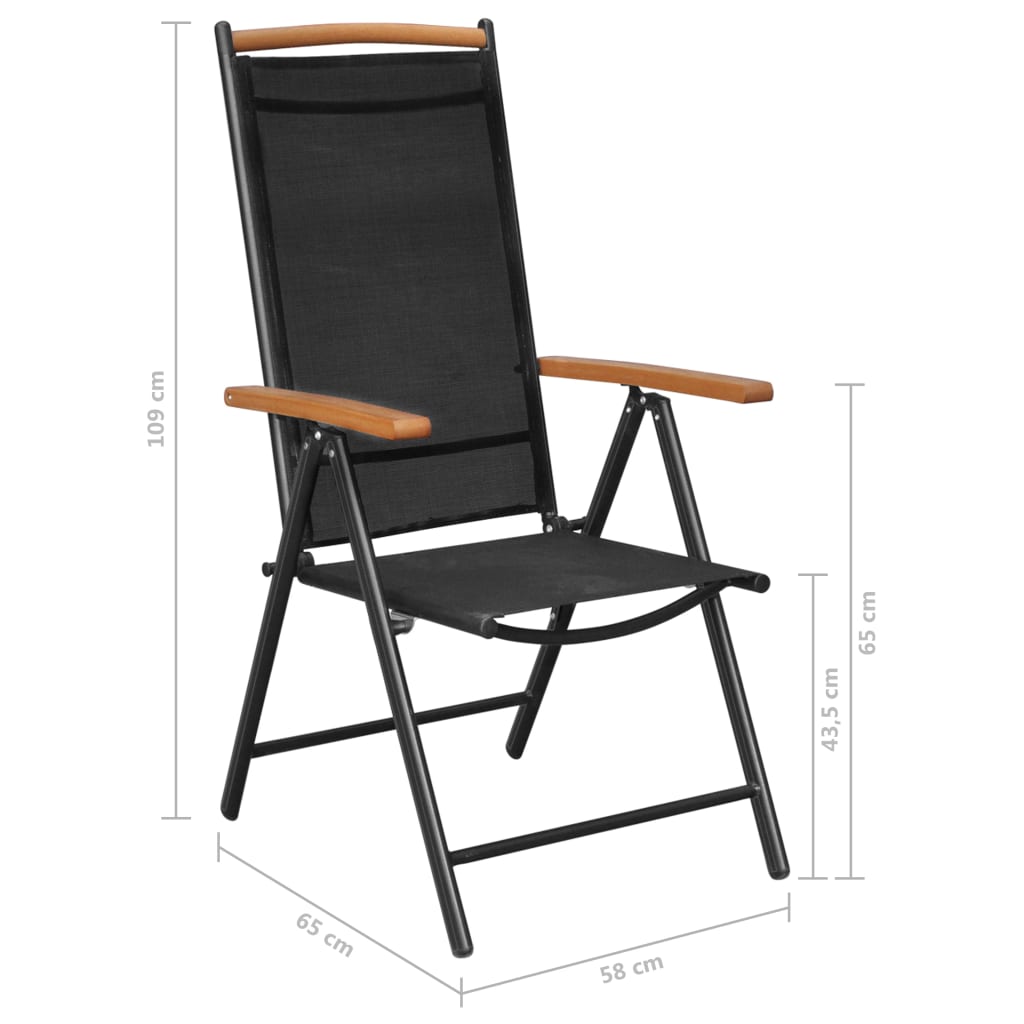7Dílný Zahradní Jídelní Set Hliník Černý