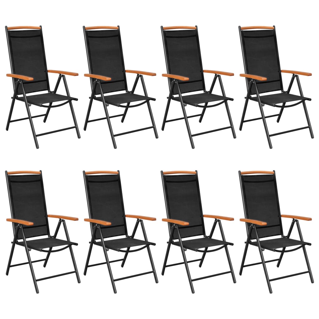 9Dílný Zahradní Jídelní Set Hliník Černý