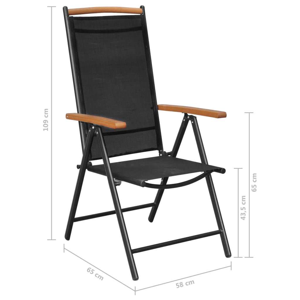 9Dílný Zahradní Jídelní Set Hliník Černý