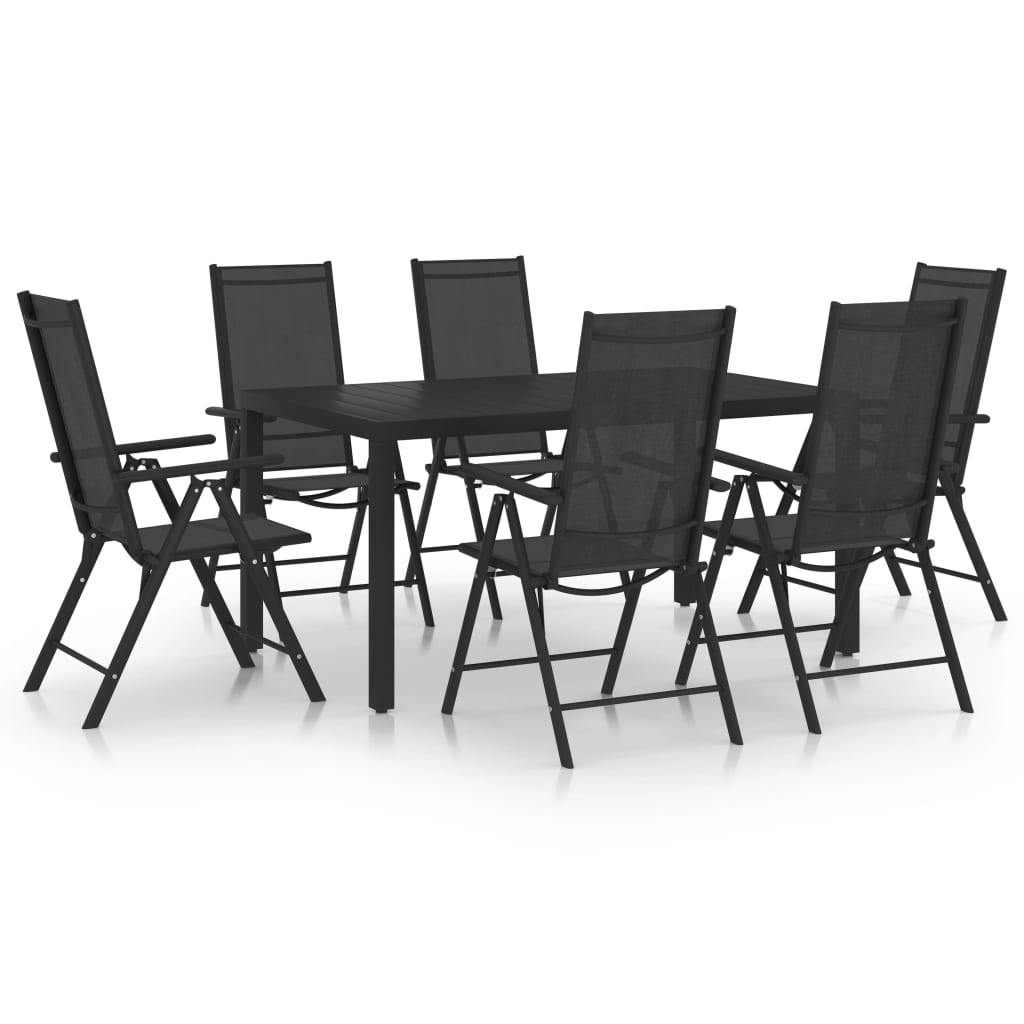 7Dílný Zahradní Jídelní Set Hliník Černý