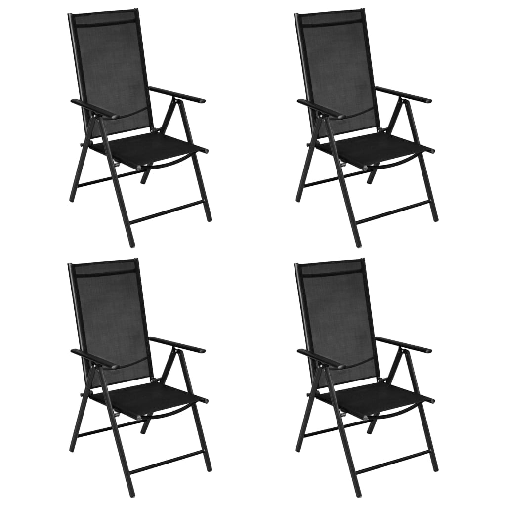 5Dílný Zahradní Jídelní Set Hliník A Textilen Černý