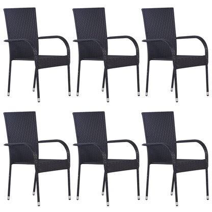 7Dílný Zahradní Jídelní Set Polyratan Černý