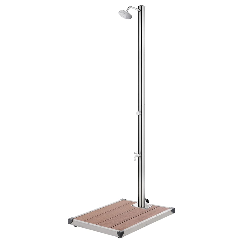 Zahradní Sprcha S Šedou Základnou 220 Cm Nerezová Ocel