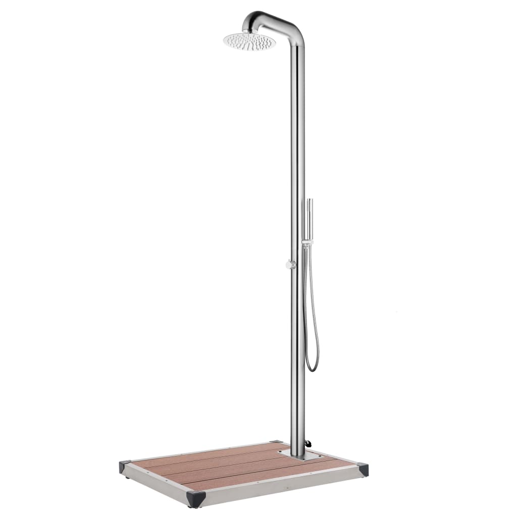 Zahradní Sprcha S Hnědou Základnou 230 Cm Nerezová Ocel