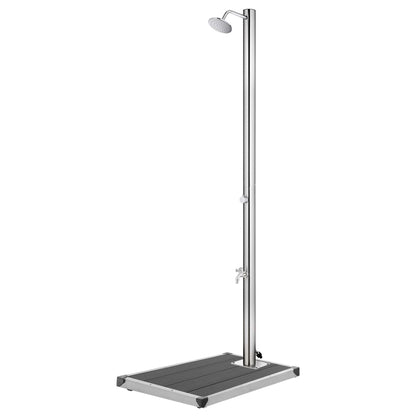 Zahradní Sprcha S Šedou Základnou 220 Cm Nerezová Ocel