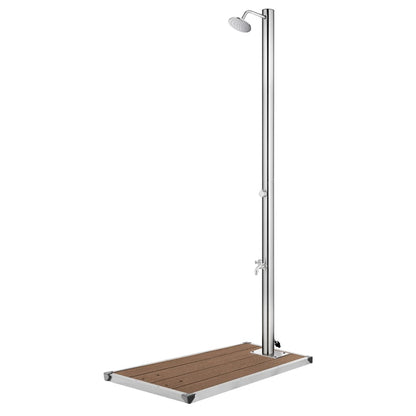 Zahradní Sprcha S Šedou Základnou 220 Cm Nerezová Ocel