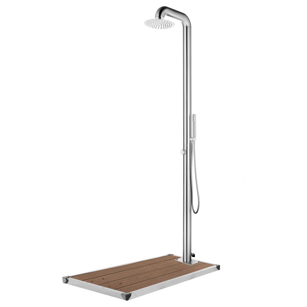 Zahradní Sprcha S Hnědou Základnou 230 Cm Nerezová Ocel