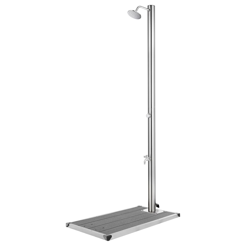 Zahradní Sprcha S Šedou Základnou 220 Cm Nerezová Ocel