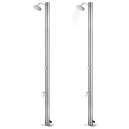Zahradní Sprcha S Šedou Základnou 220 Cm Nerezová Ocel